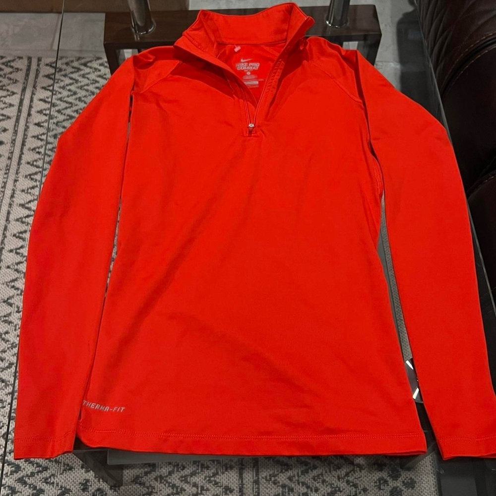 Nike Pro Combat Dri-Fit Orange Fitted Top Jacket Longsleeve
